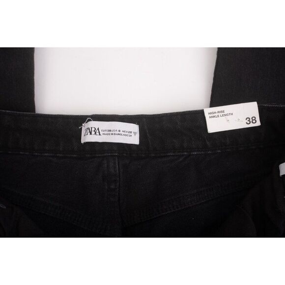 Zara Womans Stove Pipe Jeans US 6 EU 38 Black Denim Ankle High rise 8197/259 NWT - Picture 7 of 7